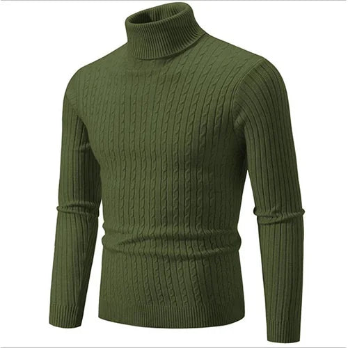 2025 New Men Solid Colour Turtleneck Sweater Black , White , Royal Blue, Fashion Simple Male Casual Pullover Tops