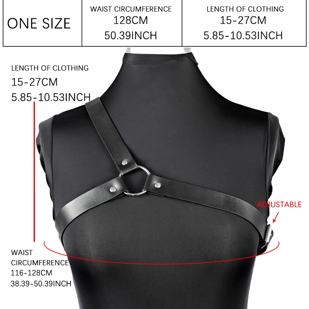 Women Single Fashion Shoulder Strap PU Leather Harnesses Belt Adjustable Punk Goth Clothing Y2k Accessories
