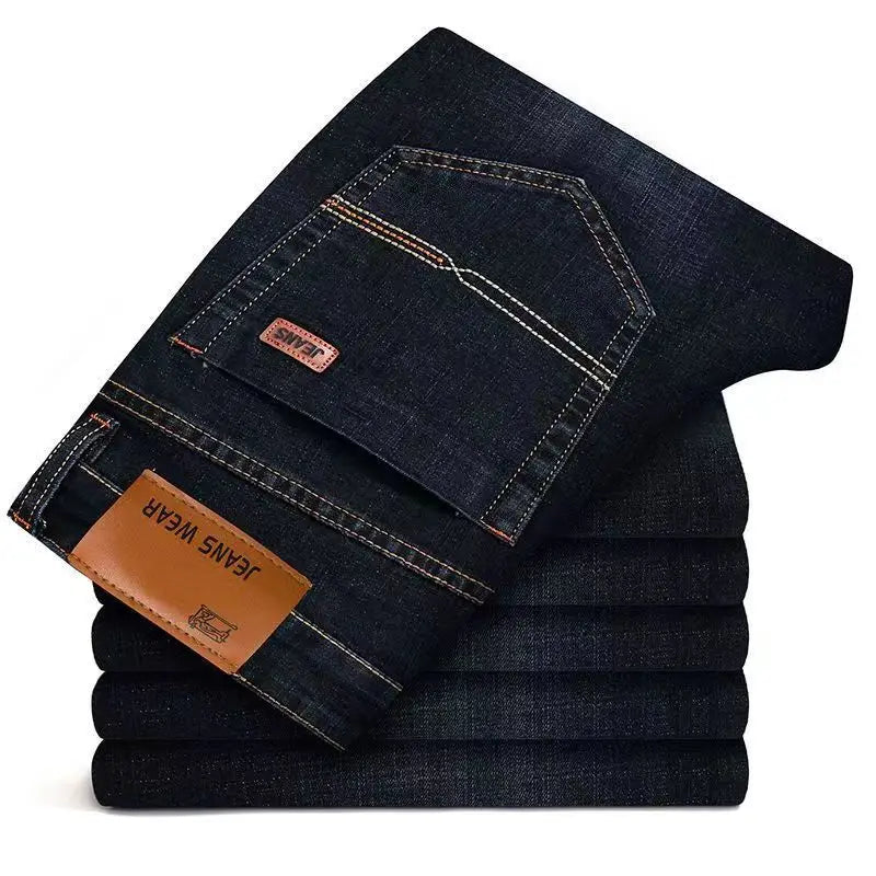 Men Fashion Straight Jeans Men New Stretch Slim Fit Pants Comfortable Soft Business Denim Trousers Male Brand Clothing