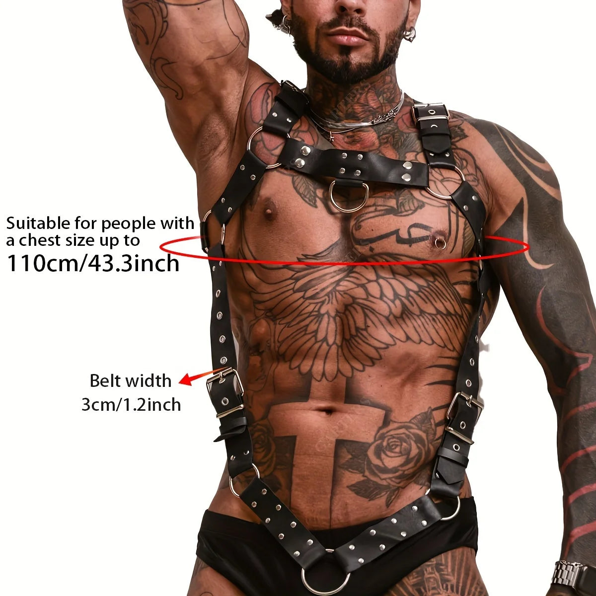 Men Sexy Leather Vest Bondage Lingerie Gay Harness Adjustable Body Chest Harness Full Body Strap Belt Exotic Accessorie