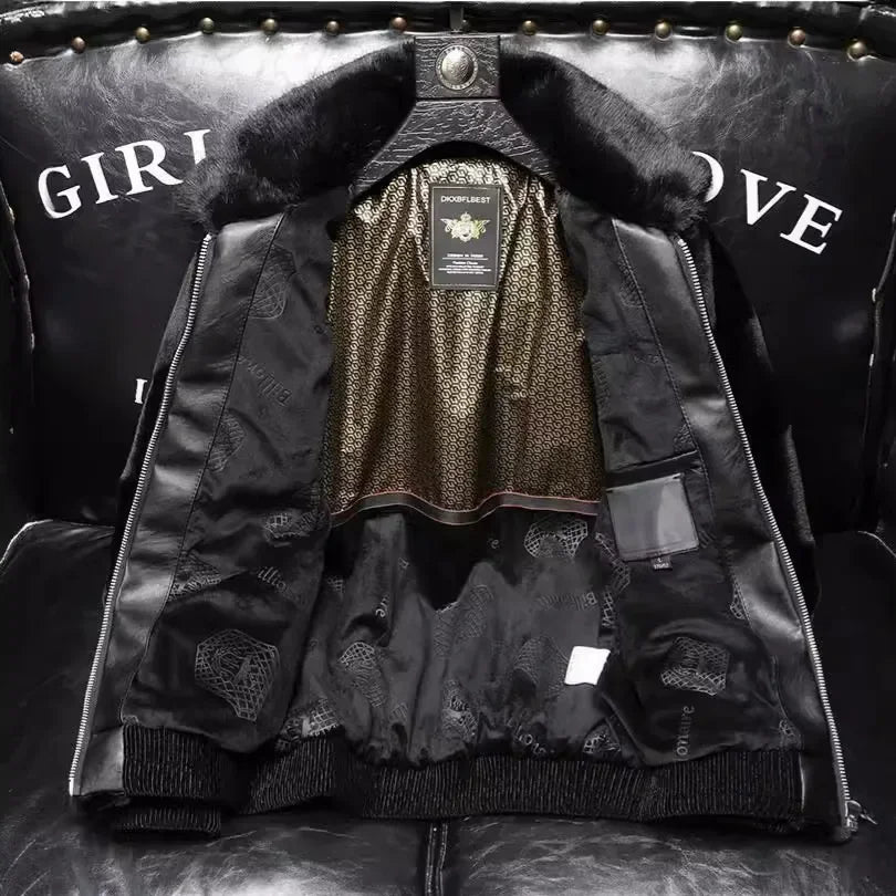 Winterjacke aus Kunstpelz für Herren, hochwertige, einfarbige Wollfütterung, dicke, warme Jacke für den Außenbereich, kältebeständige Mäntel, Herrenbekleidung