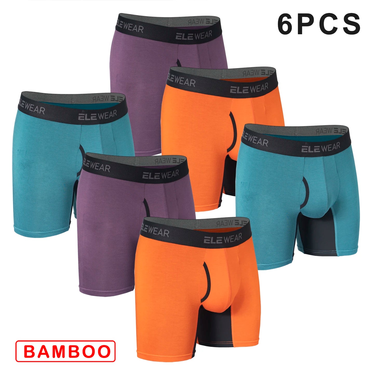 6 pcs Bamboo Men Underwear With Opening Breathable Mens Boxershorts Men's Panties Underpants Plus Size Fashion Boxers Brief