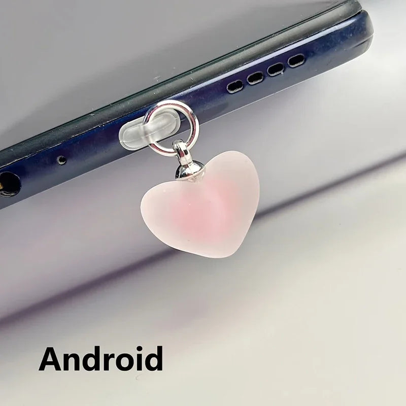 Gradient Heart Shaped Phone Dust Plug Pendant, Heart-Shaped Pendant Suitable for IPhone/Type-C Universal Phone Accessories