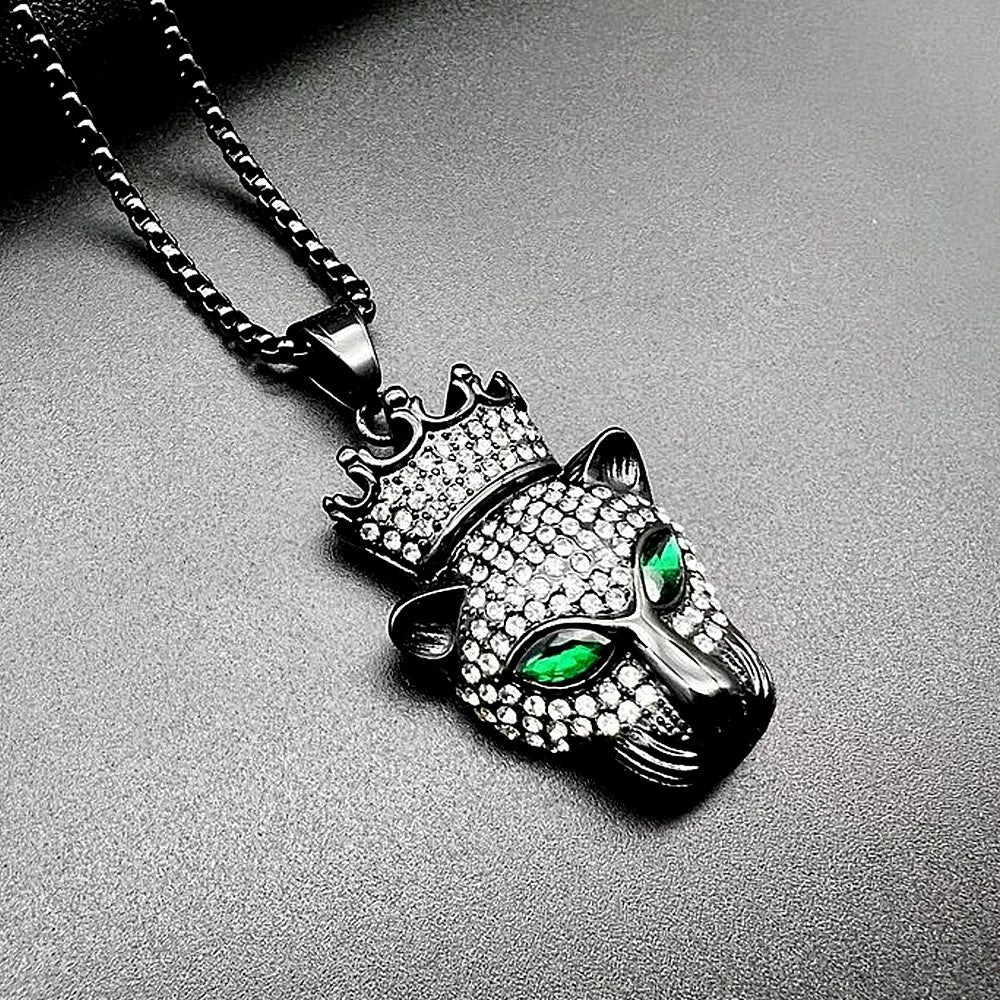 Fashion Vintage Stainless Steel Leopard Head Pendant Necklace Hip Hop Biker Animal Necklaces For Men Women Classic Jewelry Gifts