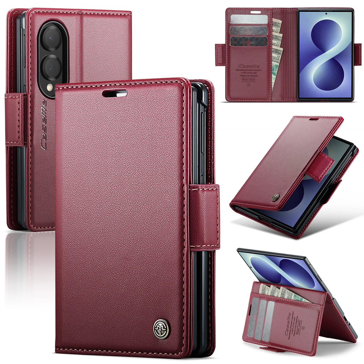 Luxury Business Flip Cards Solt Wallet Leather Case for Samsung Z Fold 8 Wide Shockproof Book Stand RFID Slim For Magsafe Cover