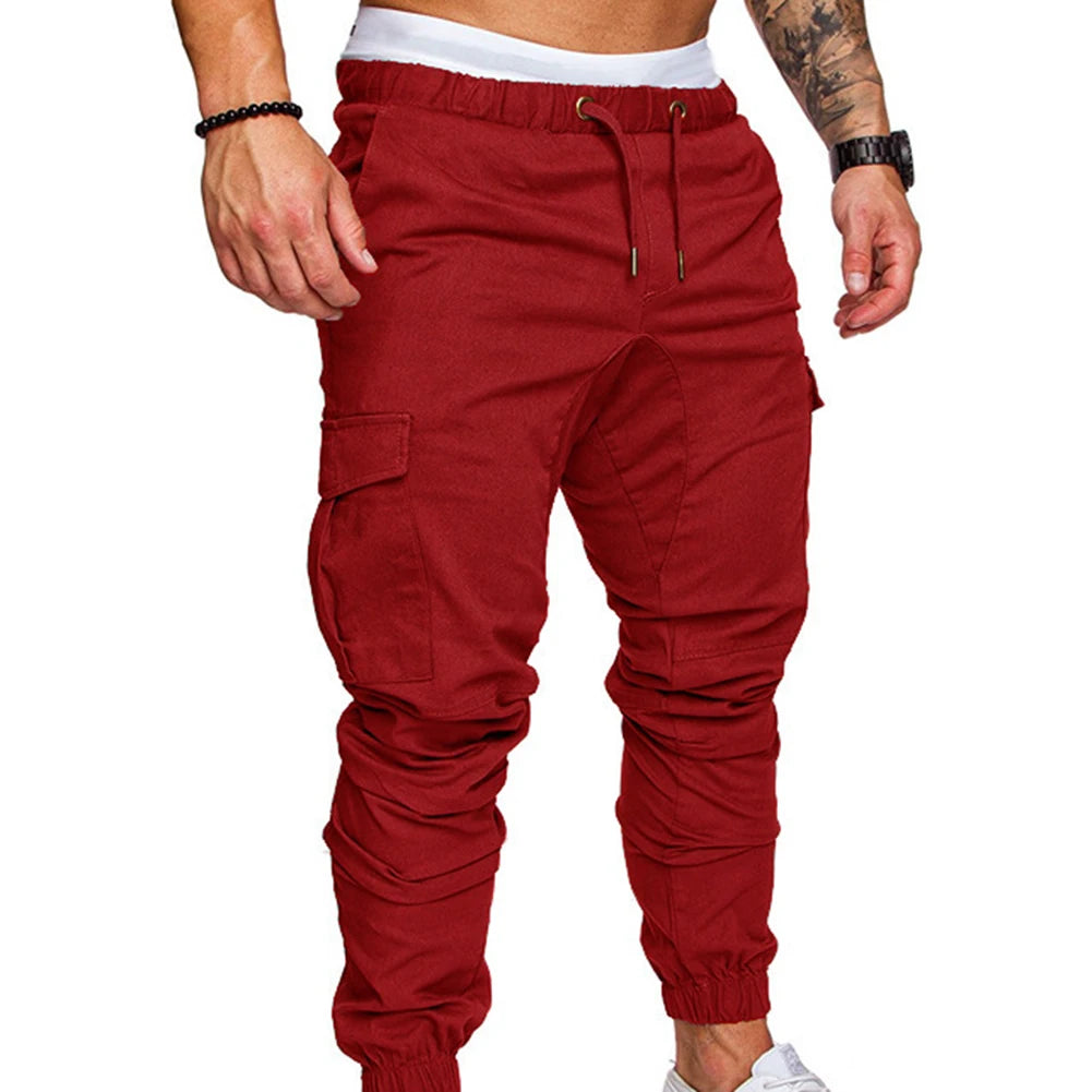Sweatpants Streetwear Trousers Men's Pants Waist Drawstring Ankle Tied Skinny Cargo Pants Men Casual Solid Color Pants