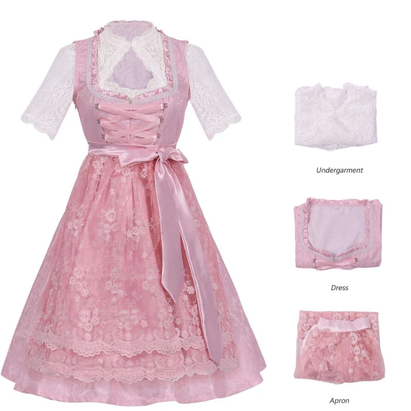 German Oktoberfest Dress for Women (Includes Lingerie and Apron),Halloween and Carnival Costume,Bavarian-Style Maid Outfit