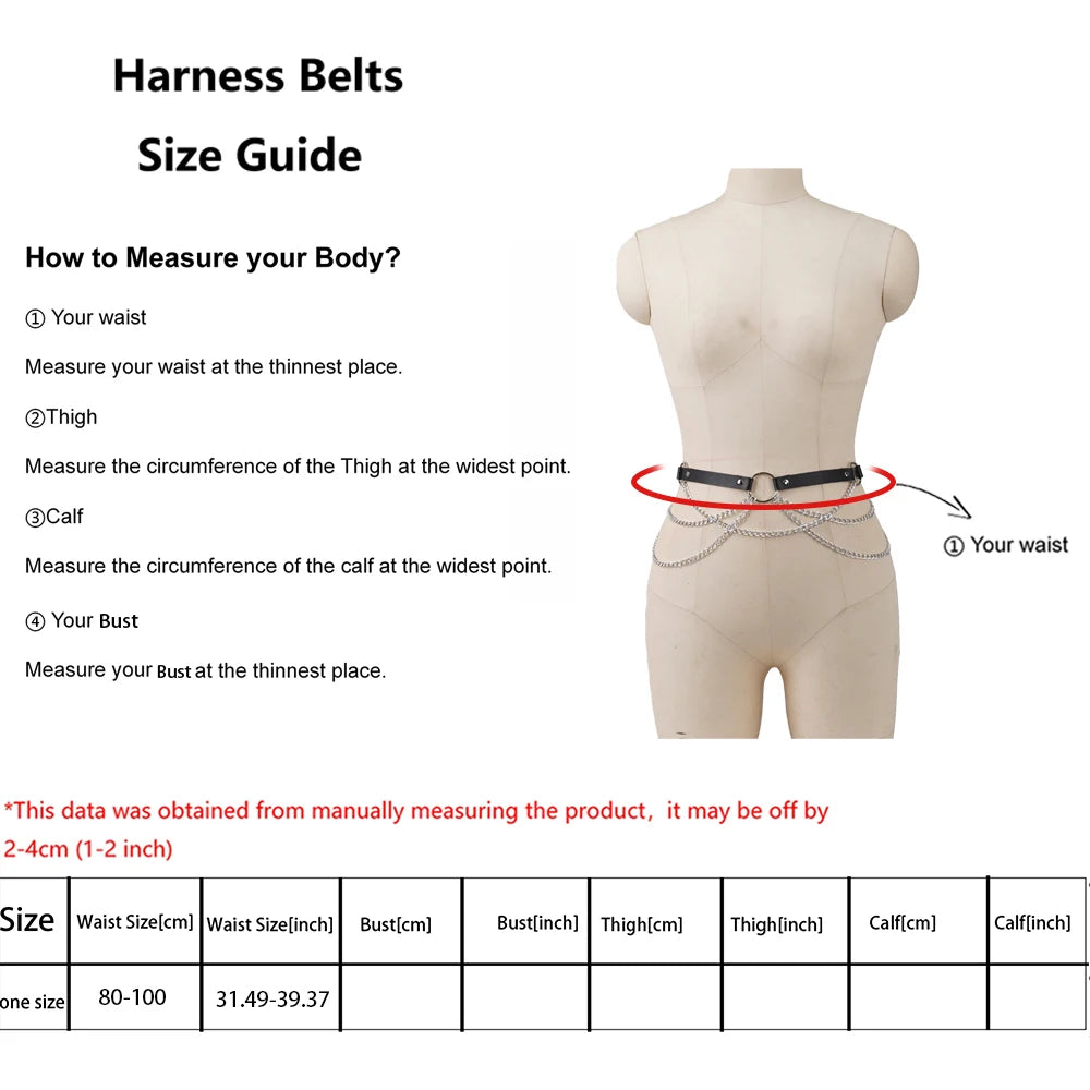 Women Sexy Leg Chain Harness garter Belt Waist Corset Belt Leather Harness Waists Thigh Harness Gothic Clothing Accessory