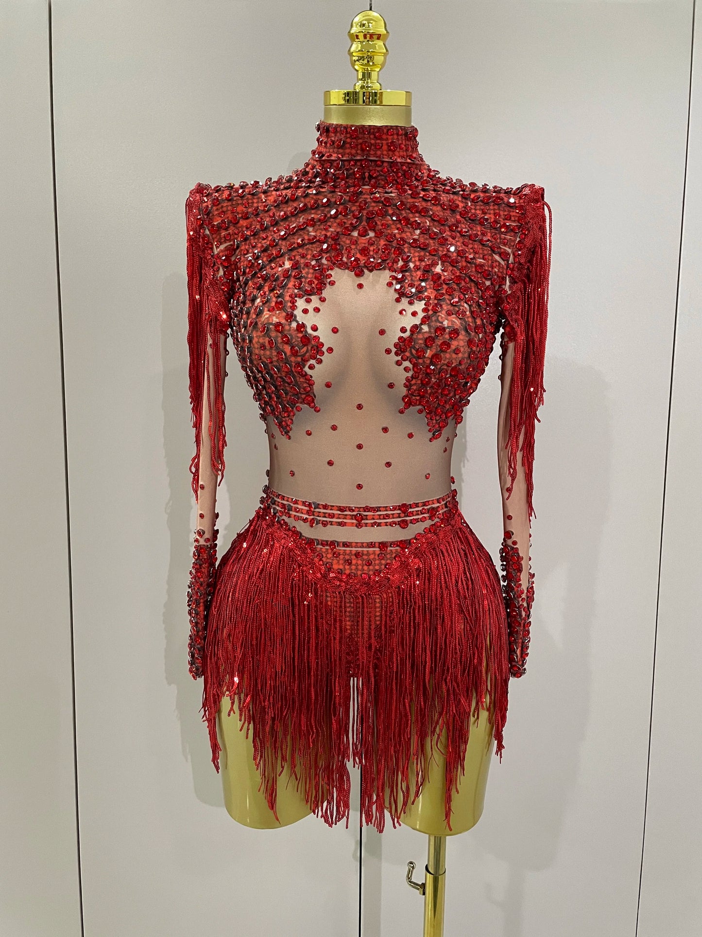 Sparkly Rhinestone Sequin Tassel Stretch Bodysuits 2025 New Arrival Women Birthday Party Nightclub Dj Stage Performance Costume