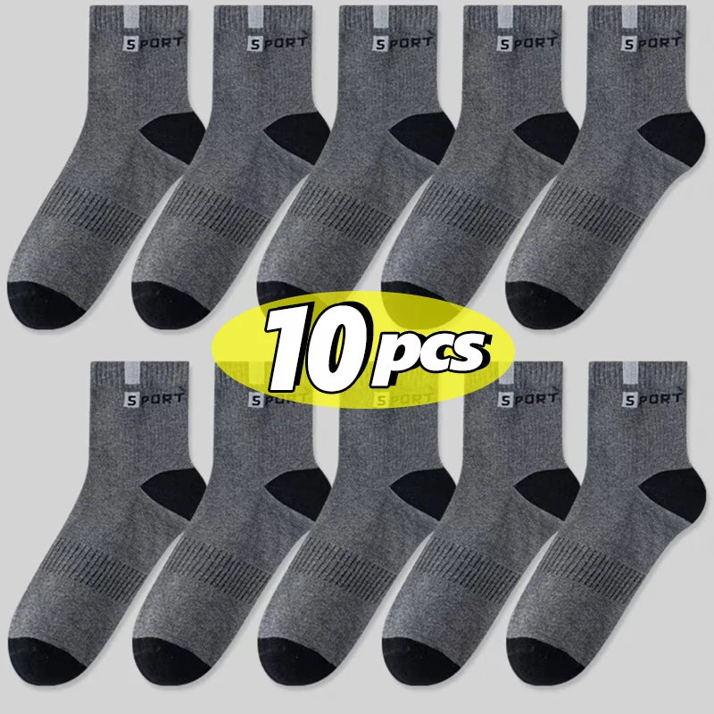 5Pairs 2025 Mens Fashion Sports Socks Spring and Autumn Sweat Absorbent Comfortable Thin Breathable Meias Socks EU 38-47