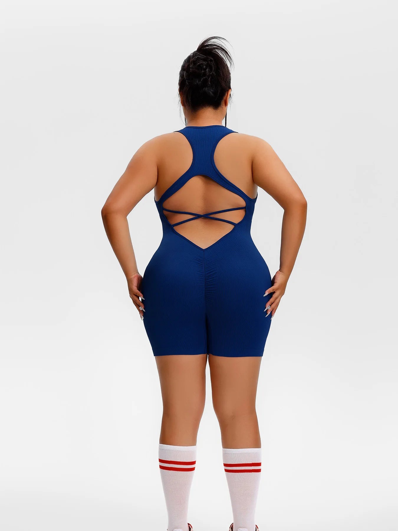New plus size women's sports jumpsuit yoga suit suspender beautiful back fitness quick-drying high-end buttocks shapewear