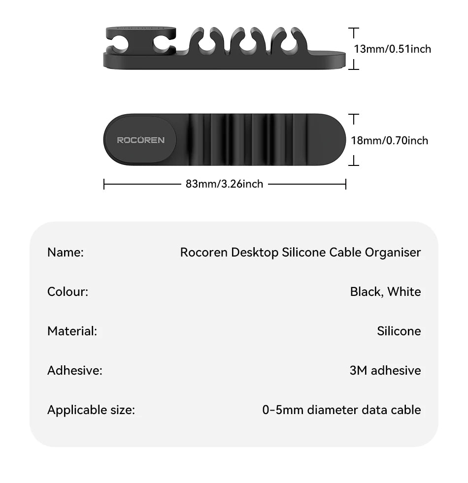 Organizer Silicone 5 Hole Cables Winder Flexible Wire Management Clips For Cable ClearanceCordProtector For Charger