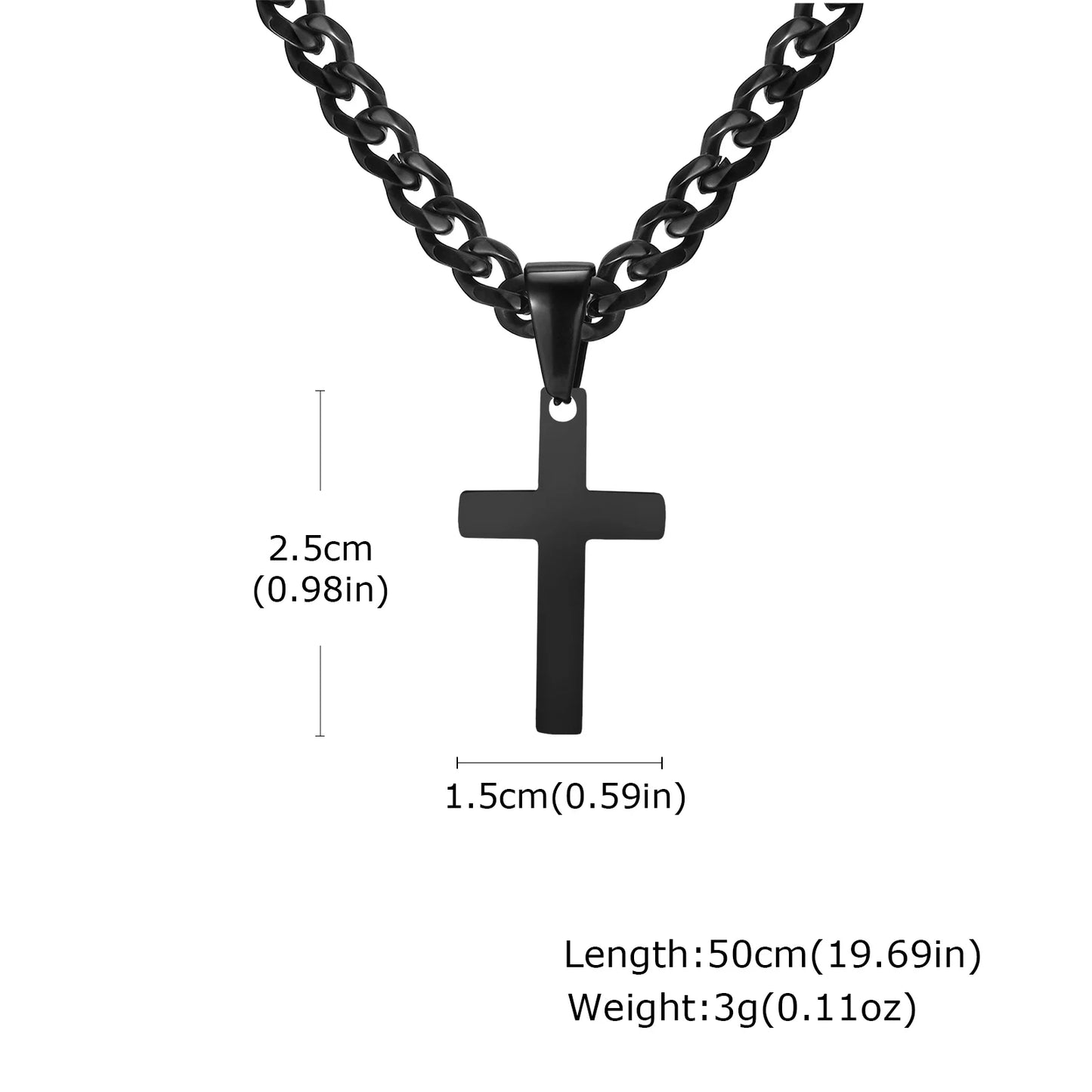 High Quality Cross Necklace for Men Boys,Stainless Steel Pendant with 5MM Cuban Chan,Classic Simple Jewelry Gift