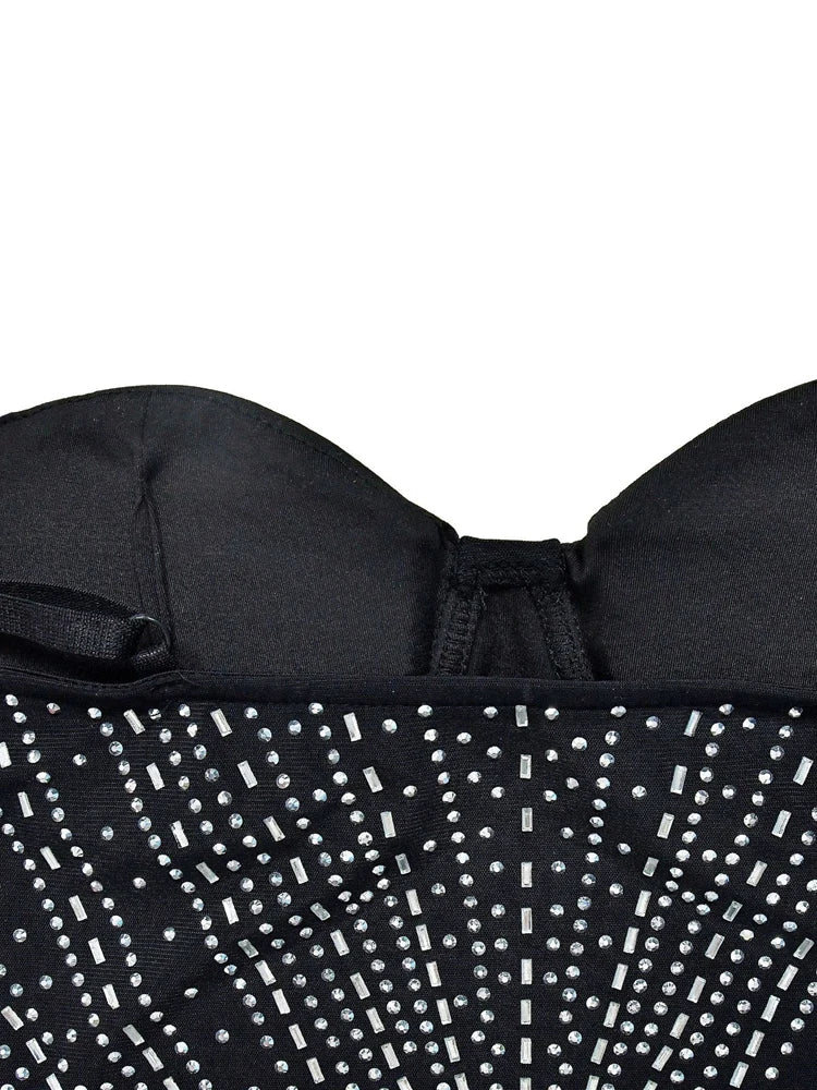 HBLL Mesh Sexy Dress Rhinestone Sleeveless Elastic Bodycon Trend Birthday Midnight Party Outfits Luxury Shiny Dress Vestidos