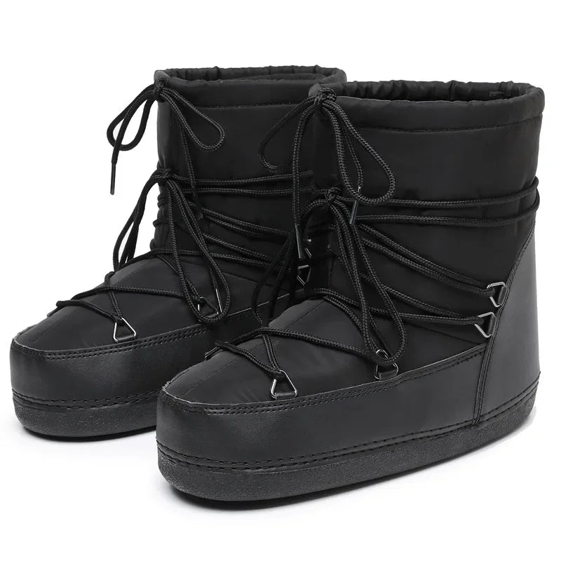 2025 Winter Lace-up Ankle Boots Women Snow Brand Design Classic Platform Waterproof Non-slip Cotton Woman Ski Boots