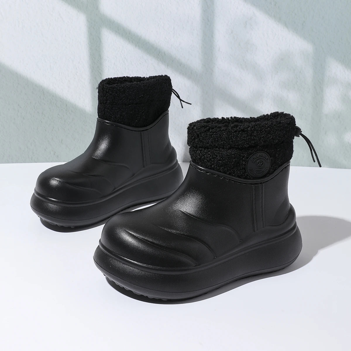 Waterproof Eva Thick Bottom Snow Boots Women 2025 Winter Comfort Platform Ankle Boots Berber Fleece Warm Plush Woman's Booties