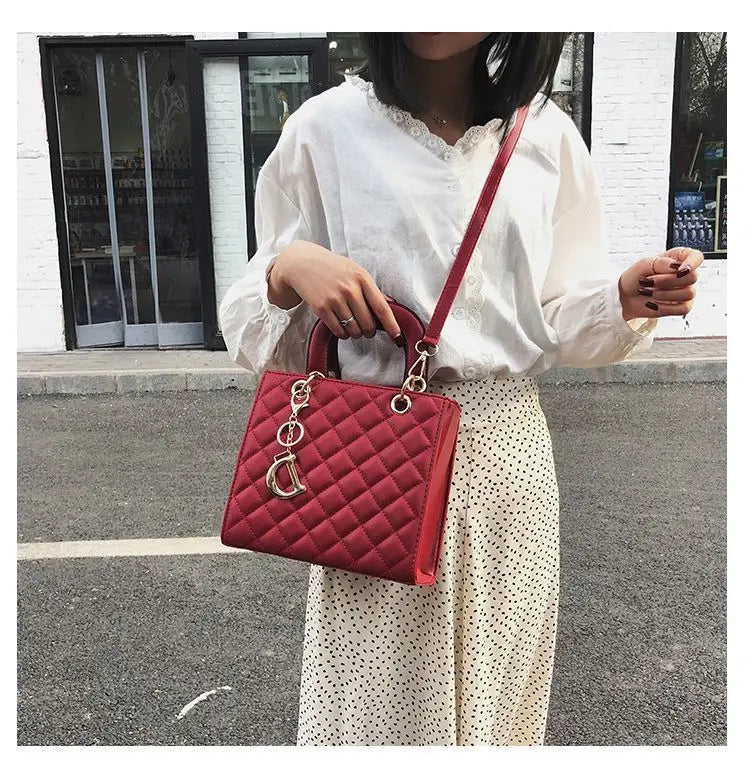 High Quality Leather HandBag Luxury Designer for Women New Trendy Large Capacity Crossbody Bag Female Diana Shoulder Bag