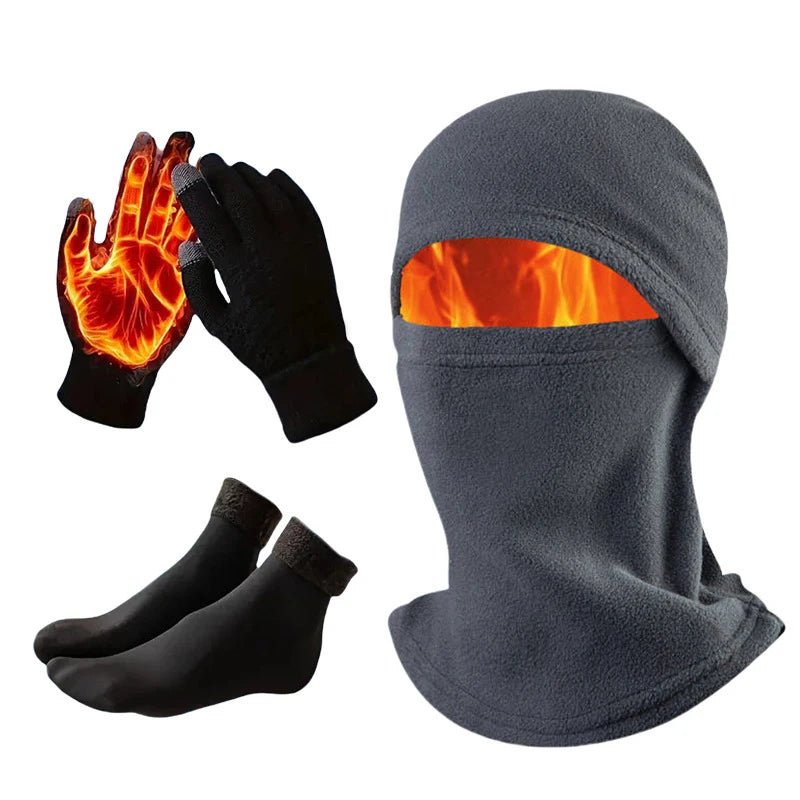 3PCS/Set Of Winter Warm Outdoor Cycling Set, Unisex Hat, Scarf, Gloves, Cold Weather Sports Accessories Combination Set