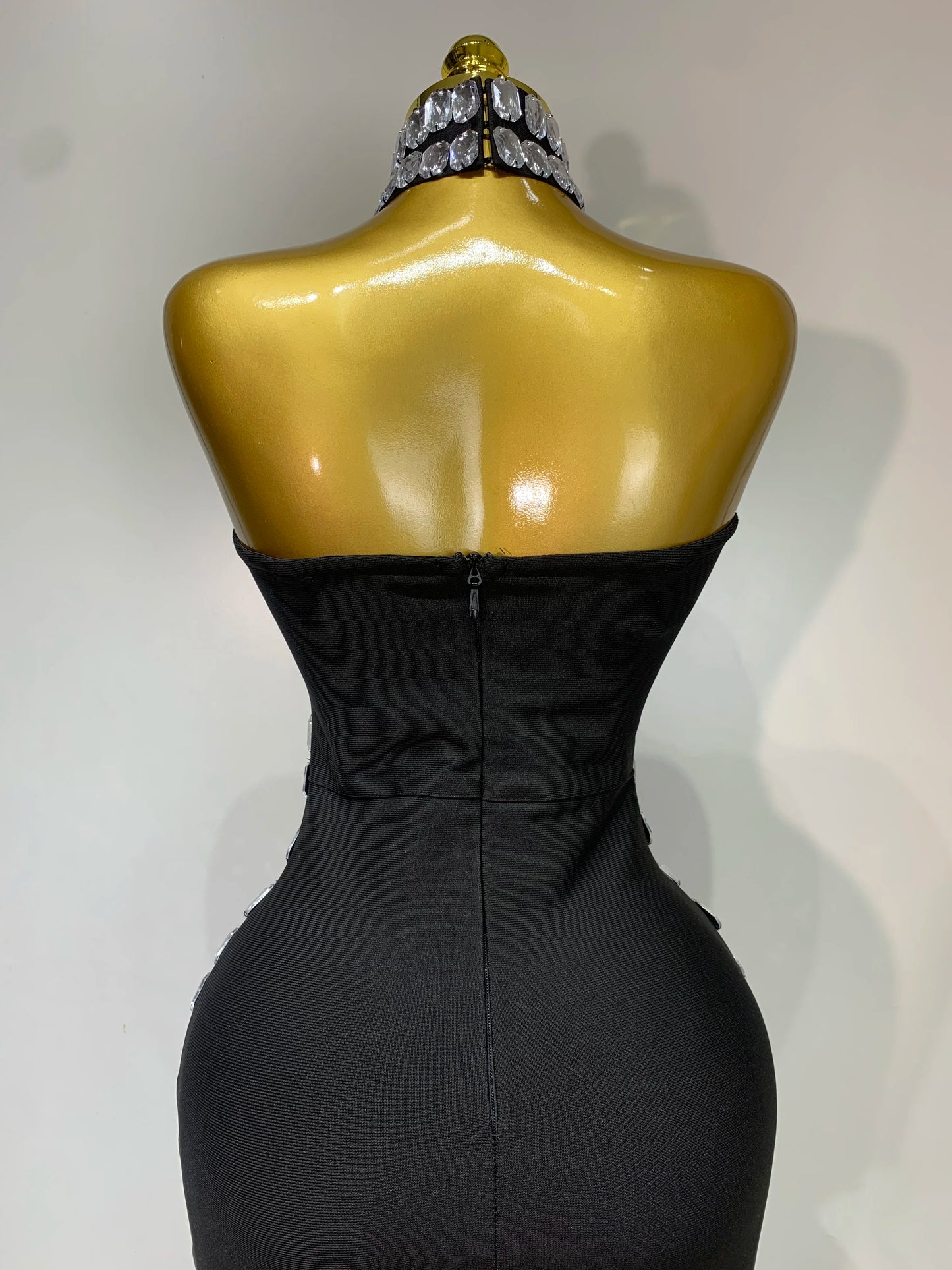 Women Sexy Backless Strapless Black Beading Long Bandage Bodycon Dress 2025 Celebrity Elegant Evening Luxury Birthday Dresses