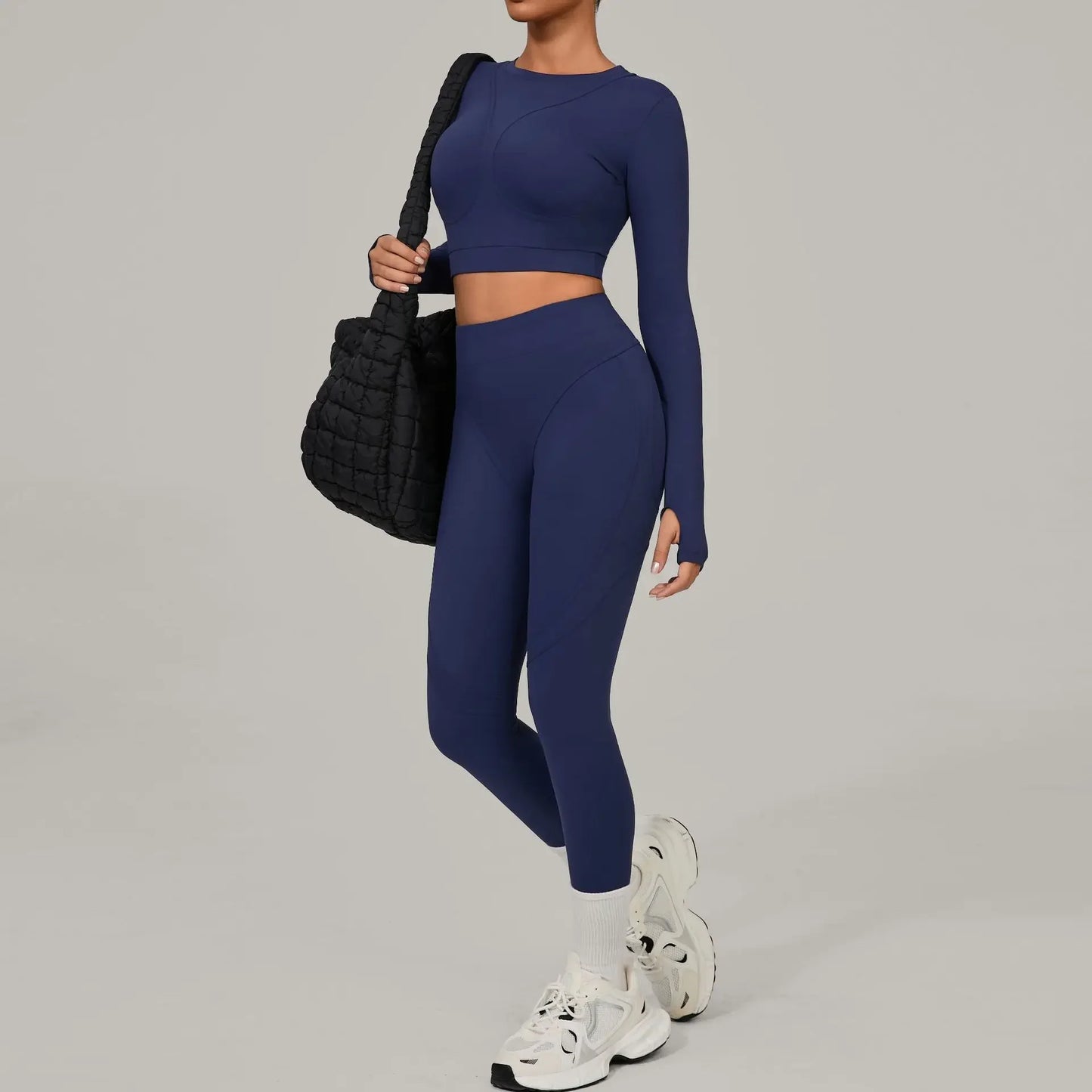 Skinny Grinding Yoga Sets Sports Fitness High Waist Peach Hip Quick Drying Outdoor Running Winter Workout Gym Sports Kit Womwn