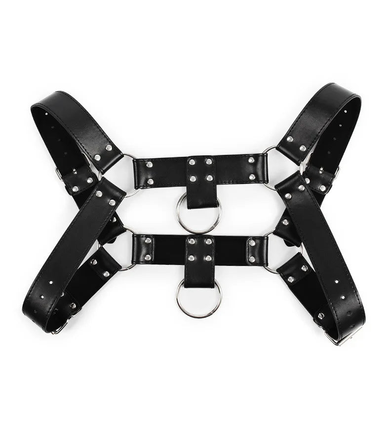 Fetish Male Lingerie Harness Men Body Leather Chest Suspender Belt Punk Costumes Adjustable Sexual Straps