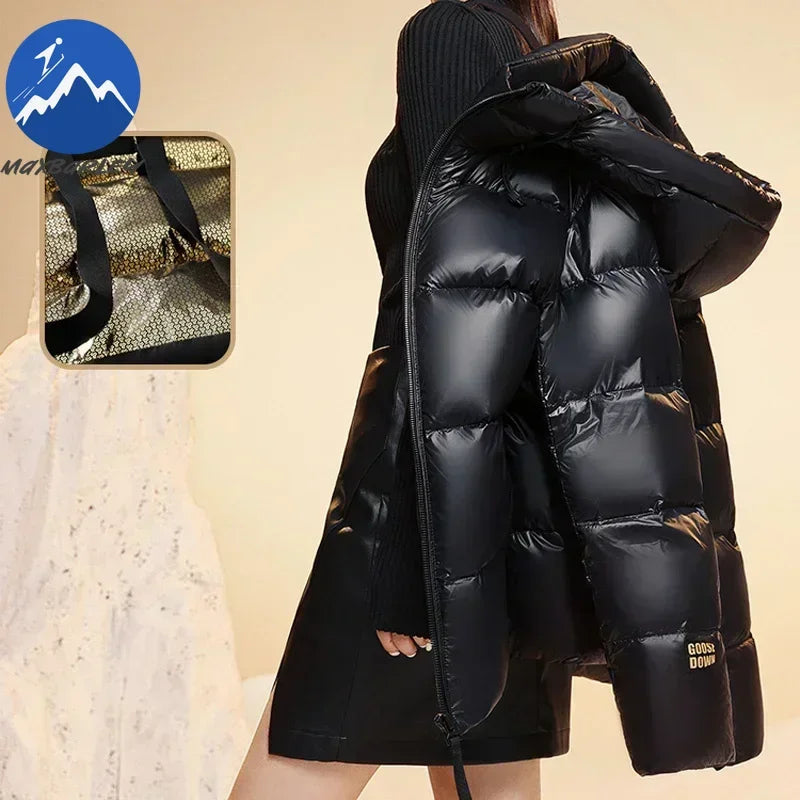 Down Jacket Men Winter Waterproof Goose Jacket Men Luxury Brand Hooded Feather Goose Coat Women Black Puffer Jacket Man 2023 New