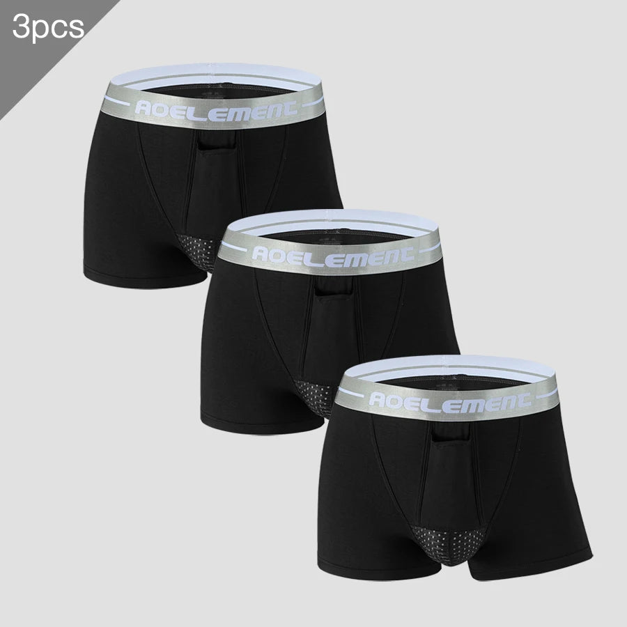 3PC Bullet separate underwear Men's ventilated summer dry underpants Ice silk bag ice healthy boxers