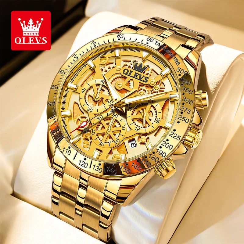 OLEVS 9913 Men's Watches Original Quartz Watches For Men Waterproof Luminous Chronograph Date 24 Hours Watches Luxury Men