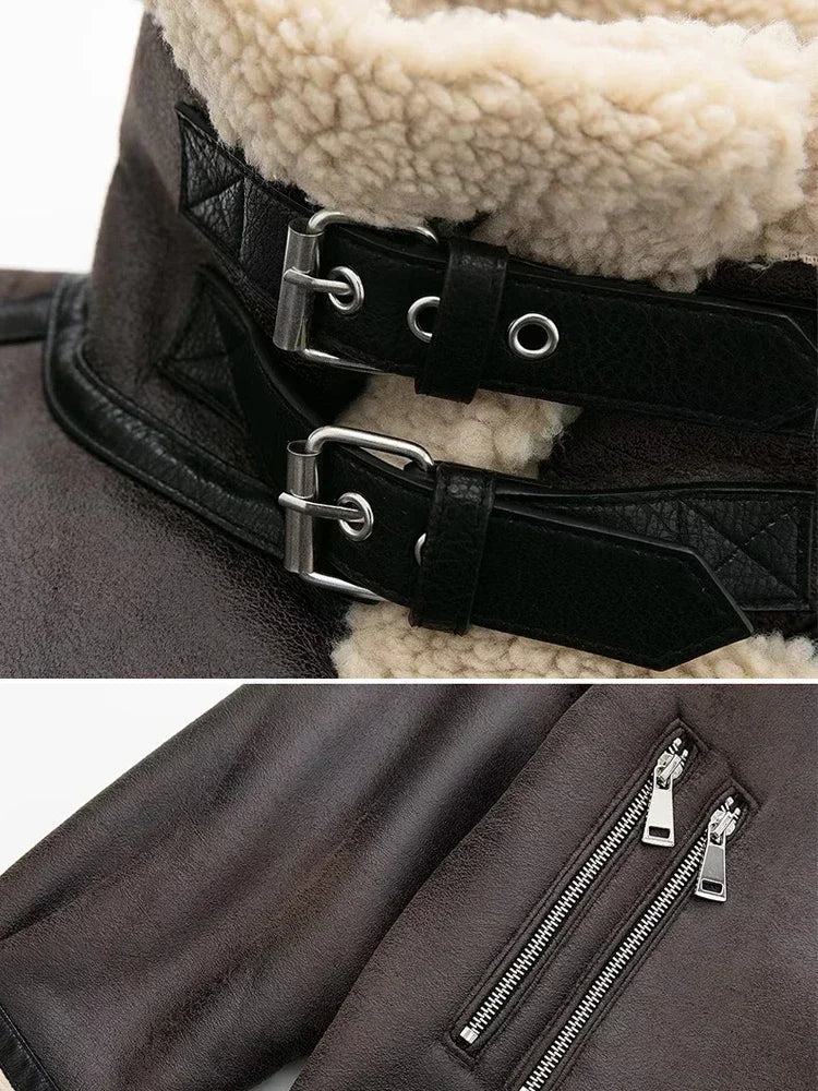 Winter New Coats and Jackets Warm Faux Leather Jacket Thick Oversize Outerwear Long Sleeve Luxury Women's Jacket
