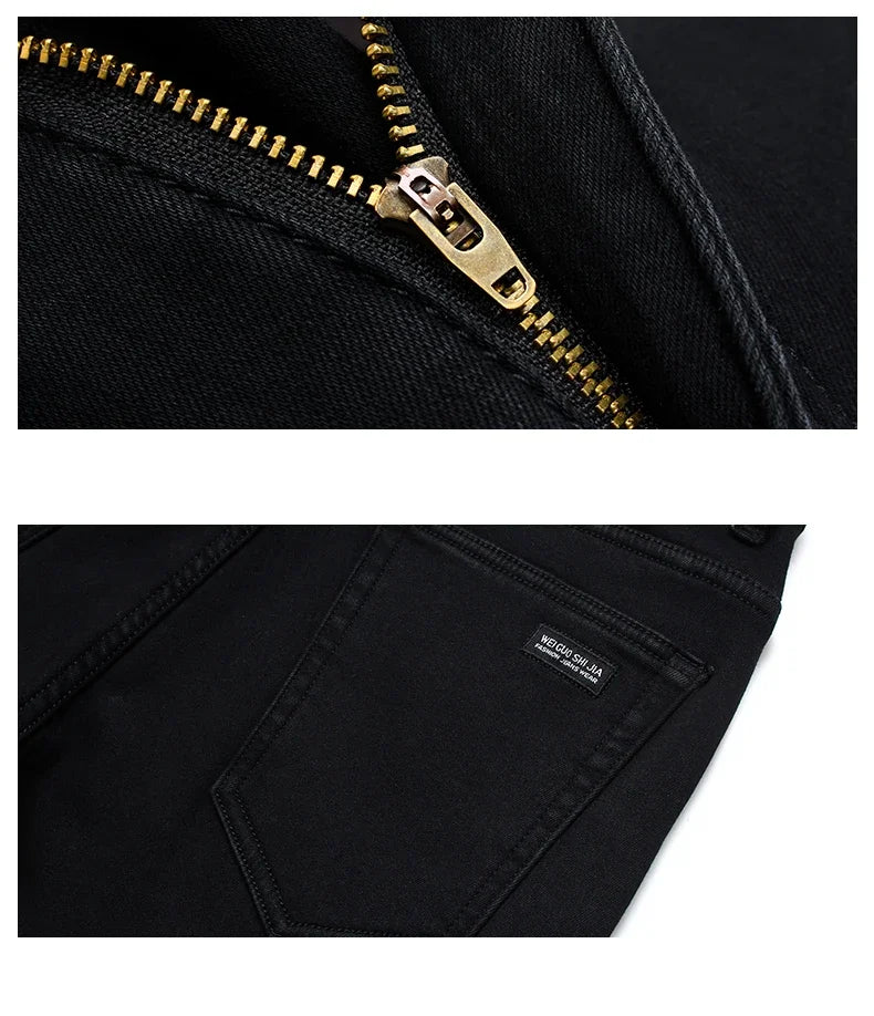 Soft Stretch Black Biker Jeans Men Classic Advanced Brand Denim Trousers Trendy Comfortable Jeans Homme Masculino Mens Pants