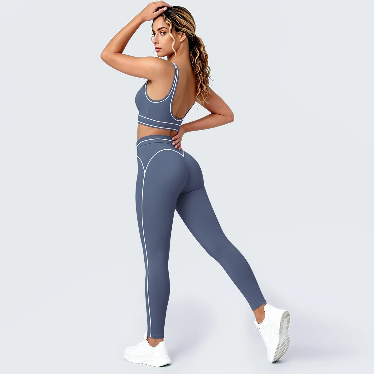 Women Fitness Yoga Sports Set Sexy Beautiful Back Yoga Bra Workout Top Summer Running Sports Bra High Waisted Push Up Yoga Pants