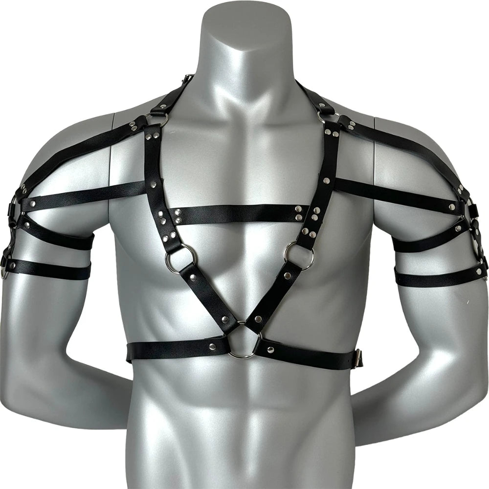 Men PU Leather Harness Belt Y2K Punk Chest Strap Gothic Adjustable Fashion Chest Strap Exotic Belt for Party or Leisure Travel
