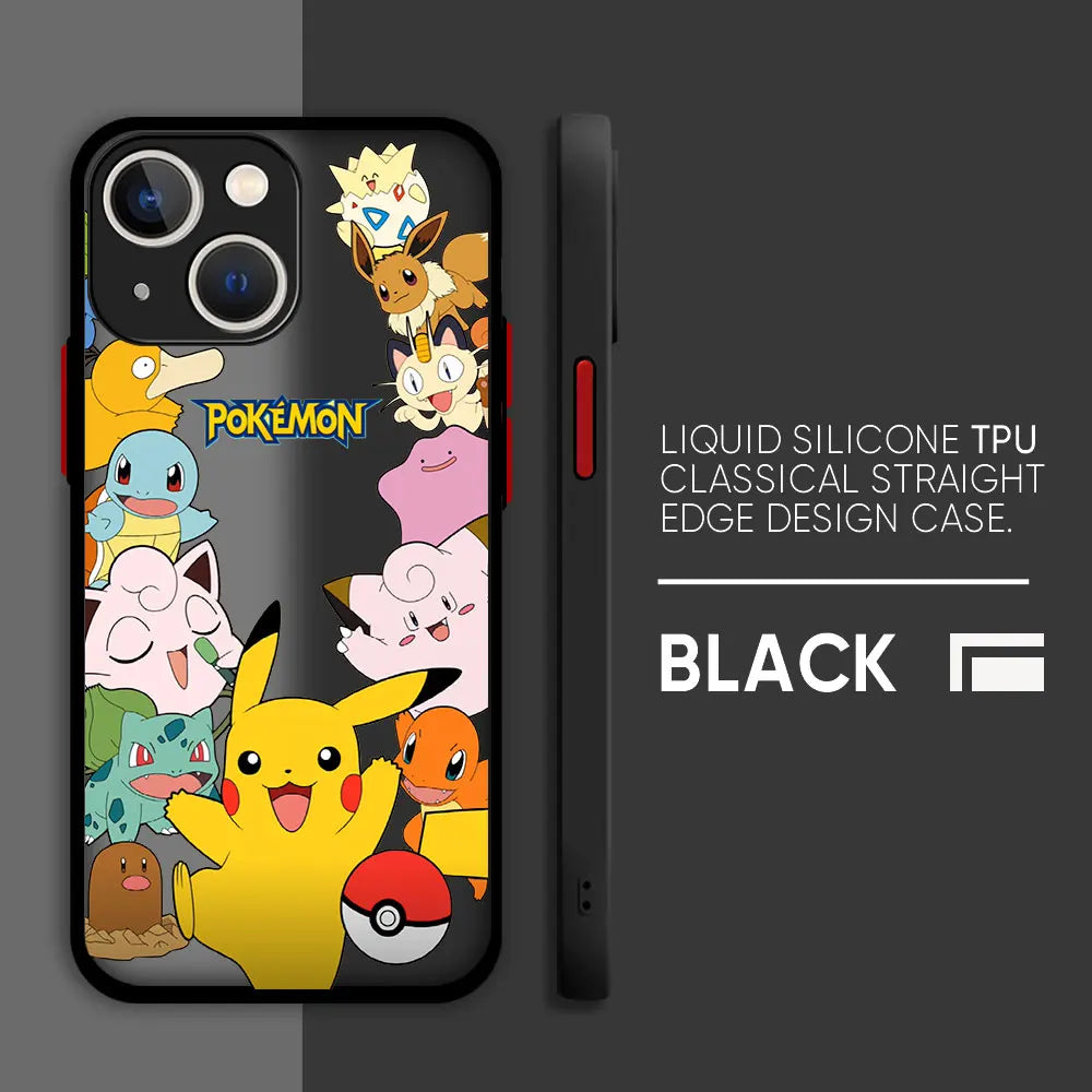 Hot Anime Cartoon Pokemon Case For Apple iPhone 11 13 15 Pro Max 14 Plus 12 Mini 7 8 SE X XS XR 6 Back Phone Cover PC Hard Funda