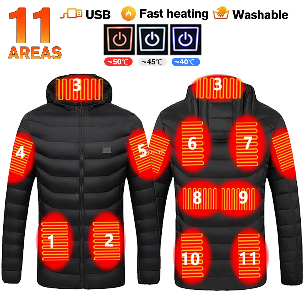 21 Areas USB Electric Heated Jacket Men Women Heated Jacket Winter Clothing Snowfield Camping Hiking Apparel Thermal Down Jacket