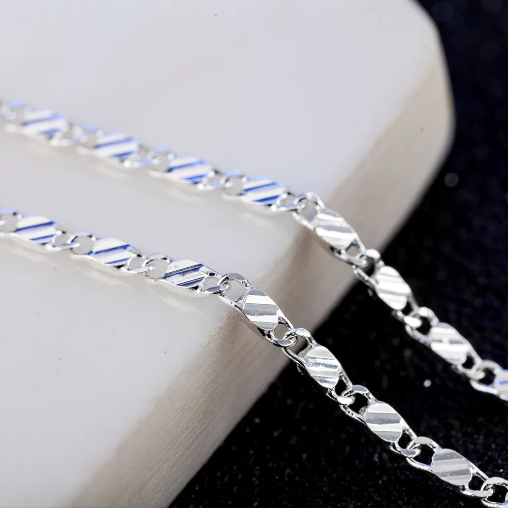 Hot 925 Sterling Silver 16/18/20/22/24/26/28/30 Inch 2mm Charm Chain Necklace For Women Man Fashion Wedding Party Jewelry
