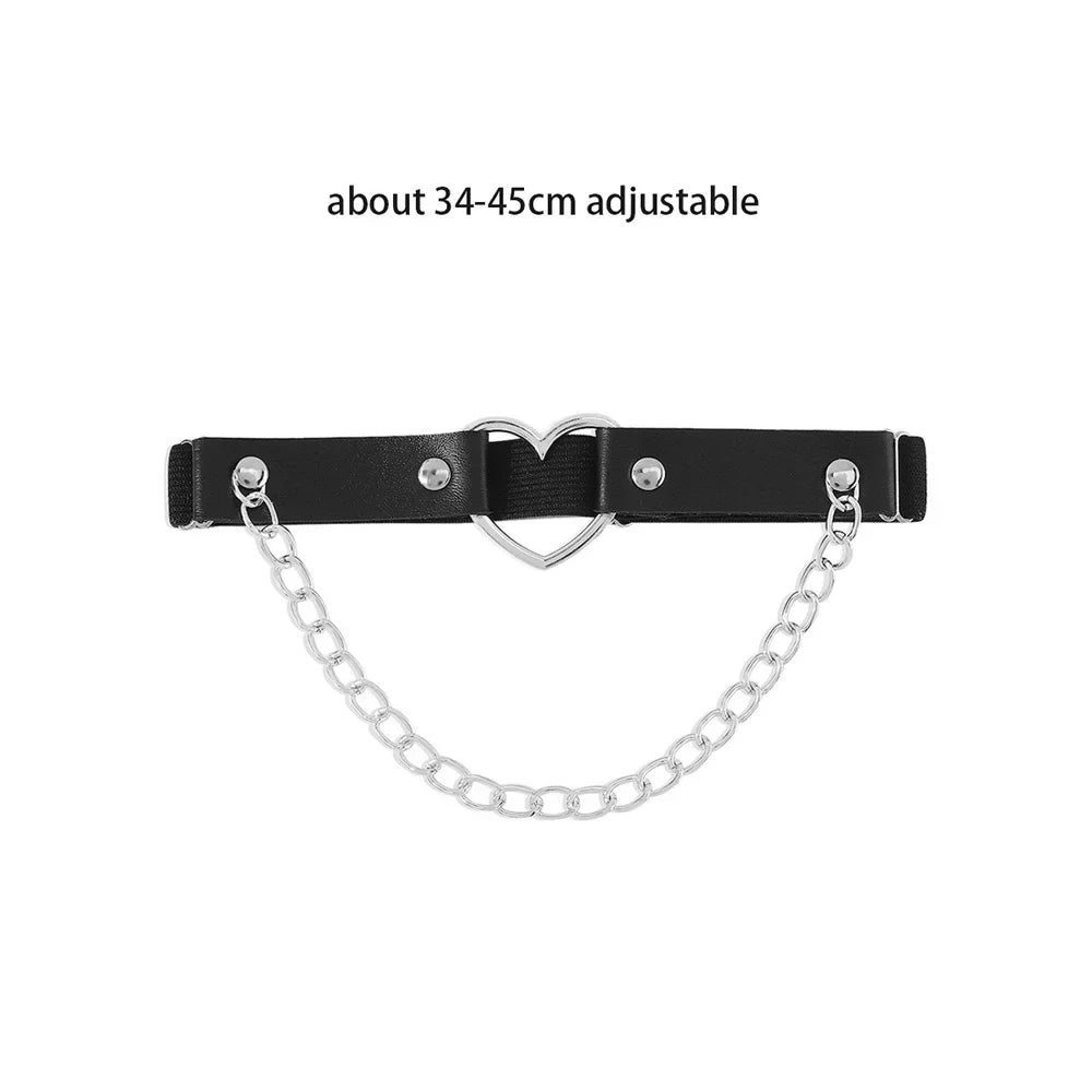 Rock Sexy Heart Love Elastic Leather Belt Garter Girl Women Harness Goth Leg Accessories Black Gothic Rivet Punk Thigh Garter