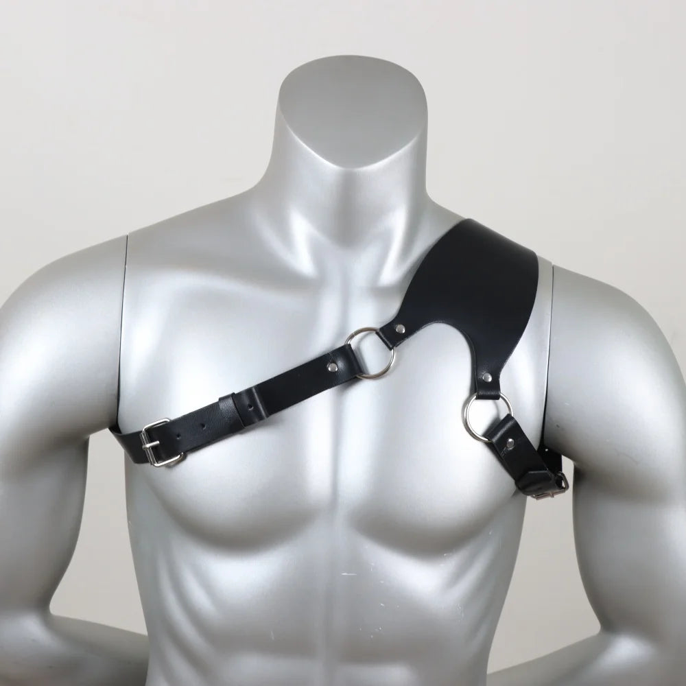 Men's PU Leather Body Chest Belt-Adjustable Harness for Various Occasions, Punk Chest Belt Mens Leather Harness