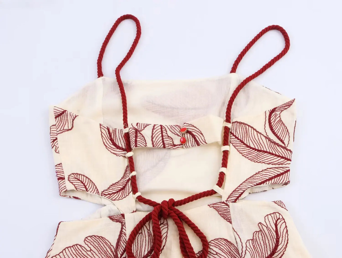 KONDALA Fall Women Elegant Embroidered Cami Dress Slim Waist Hollow-out Midi Dress 2025 Summer Autumn Fashion Holiday Sexy Dress