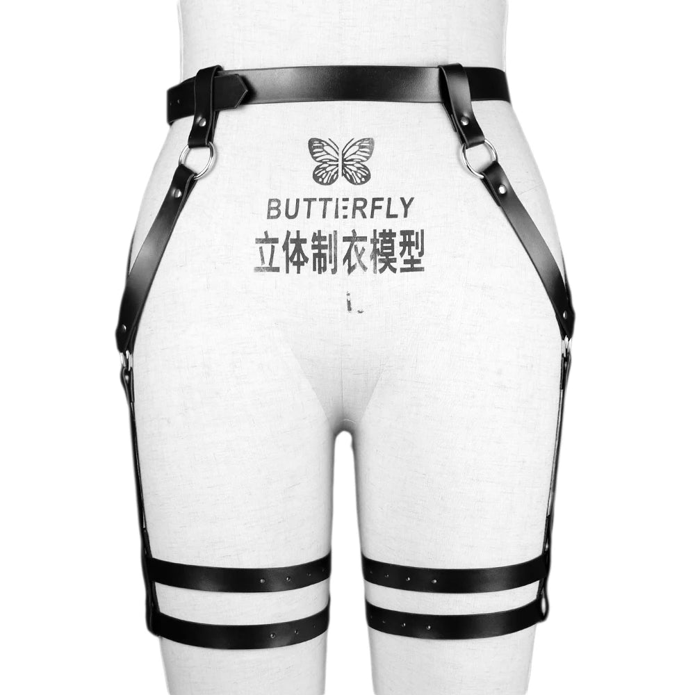 Women Harness Leg Harness Goth Garter Belt Lingerie Body, Belts Thigh Garters Belt Straps Punk