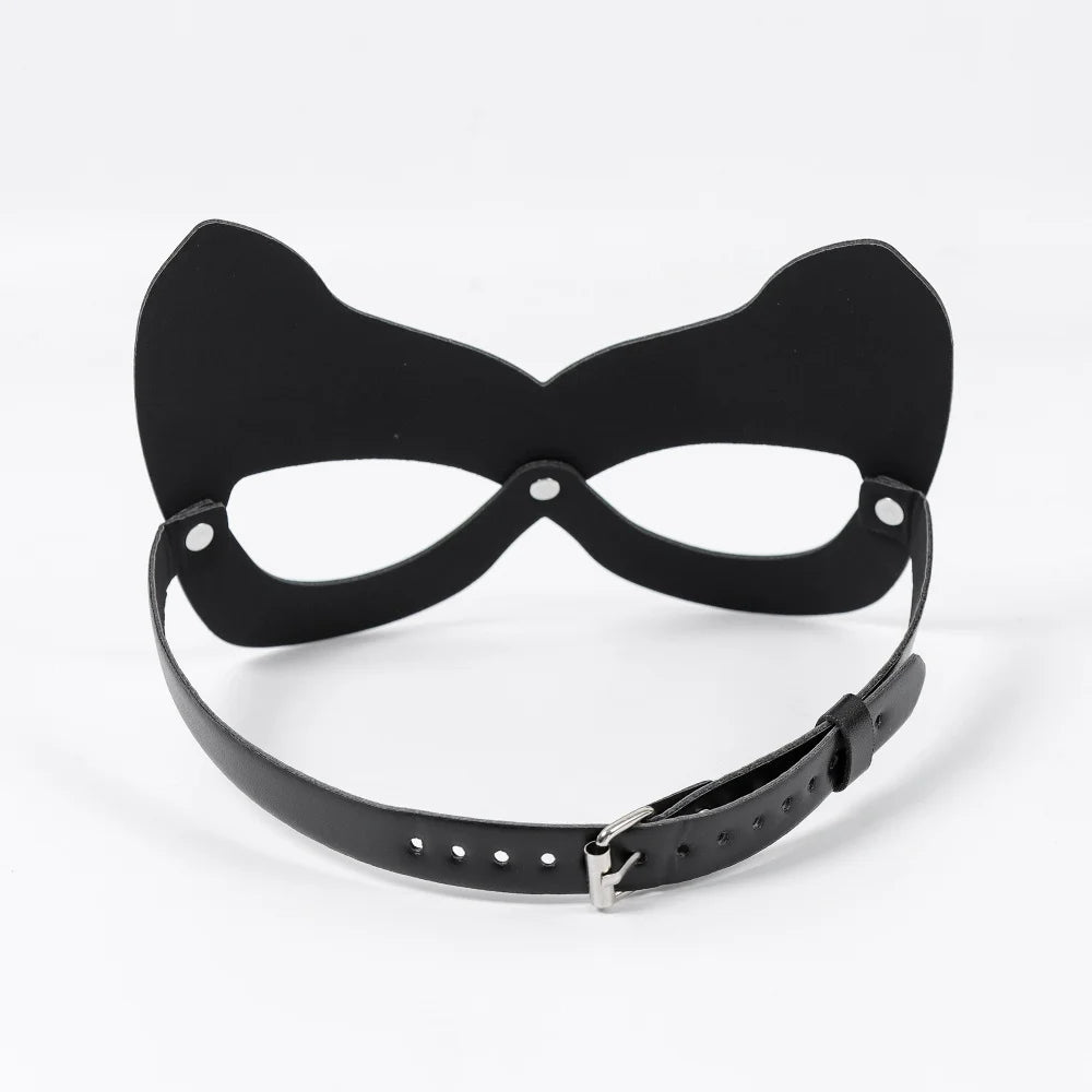 Edgy Cat Girl Rivet PU Half Face Mask, Halloween Party Cosplay Prop, Textured Vibe Dress Up Accessory, Ideal for Masquerade Part