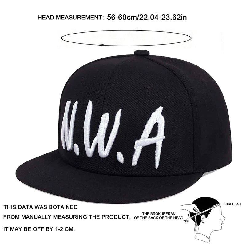 Unisex NWA Letter Embroidery Hip-hop Hats Outdoor Adjustable Casual Baseball Caps Sunscreen Hat