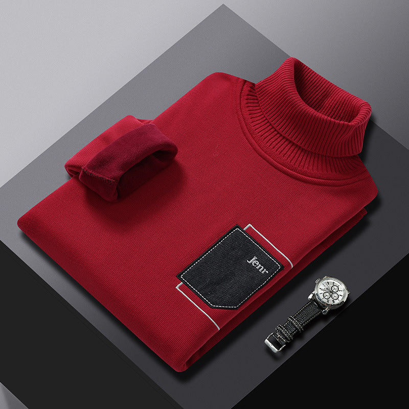 Rollkragenpullover mit Kunsttaschen für Herren