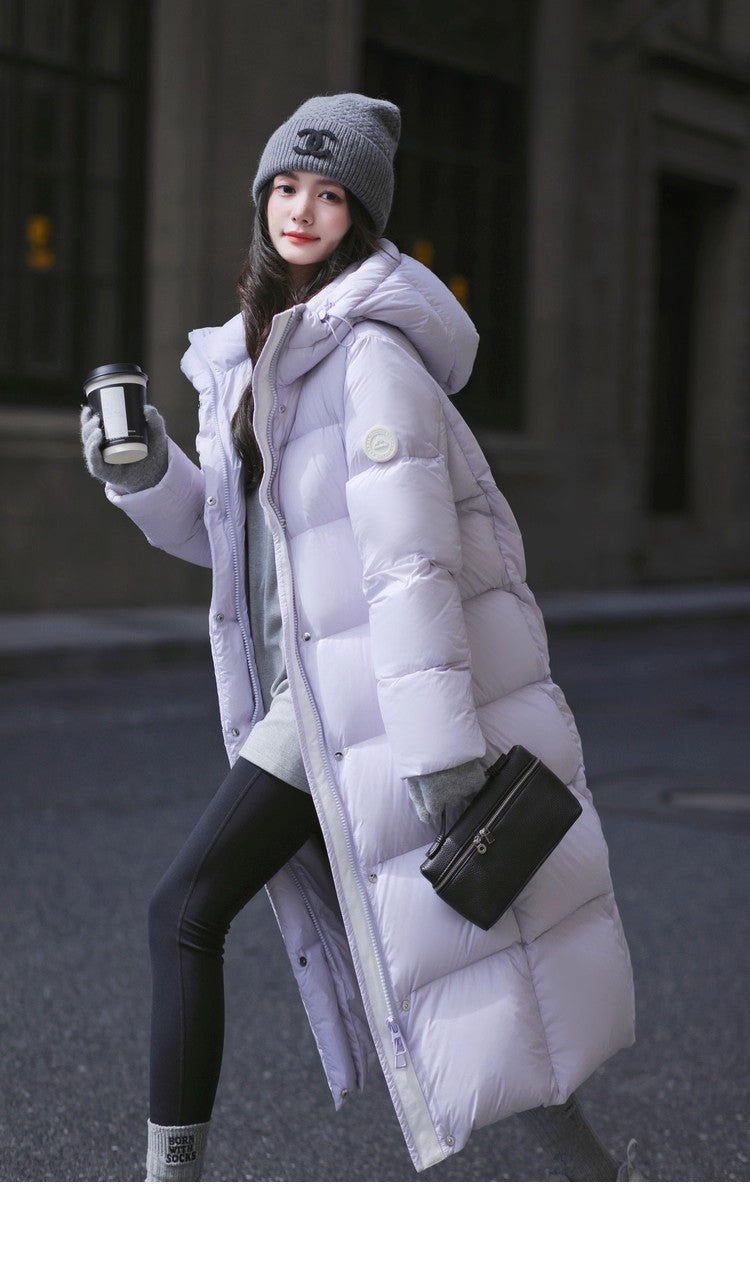 Slim Fit Warm Over-the-knee Lengthened Down Jacket Women