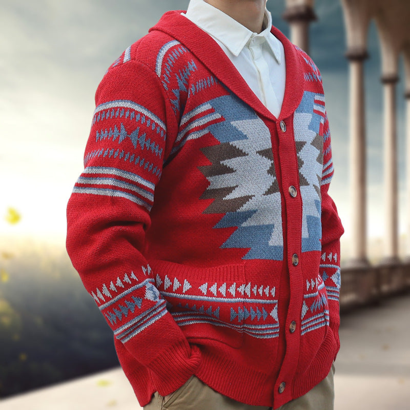 Herren Herbst und Winter Vintage Jacquard Pullover