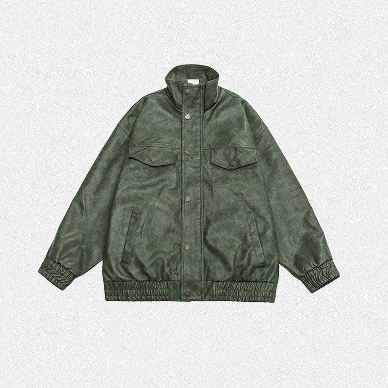 Lockere, trendige, hübsche Motorrad-PU-Jacke für Männer