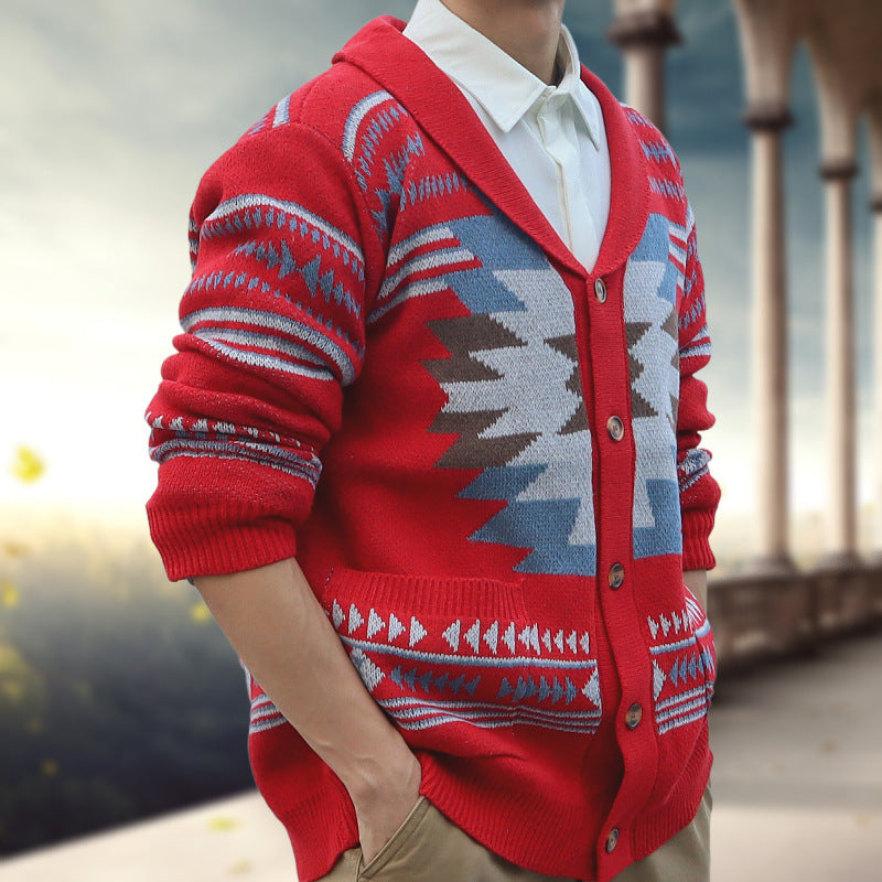 Herren Herbst und Winter Vintage Jacquard Pullover