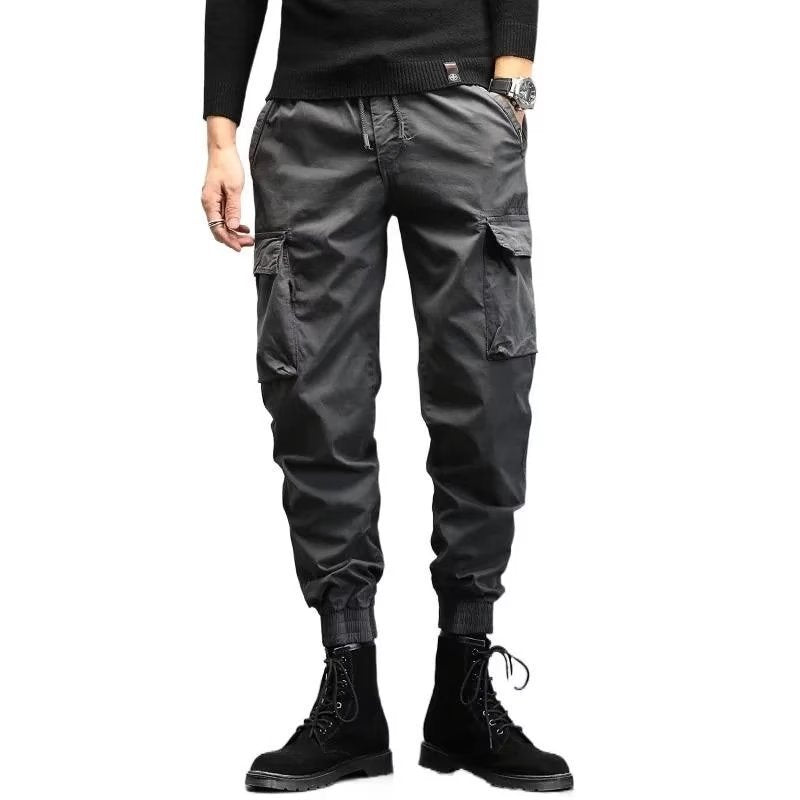 Herren Cropped Tooling Frühling und Herbst Locker sitzende lässige Knöchelbandhose mit mehreren Taschen