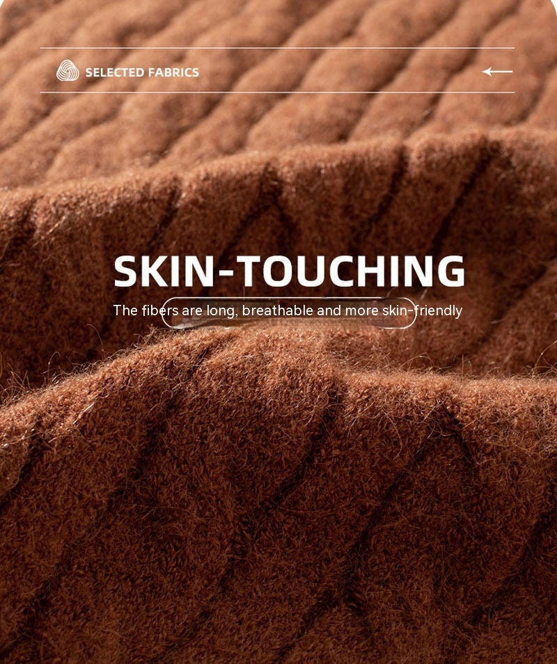 Verdickter Pullover mit Vintage-Drehung und Rundhalsausschnitt