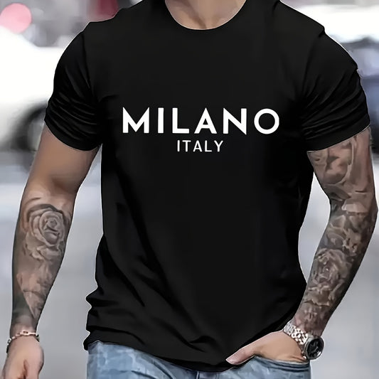 T-Shirt mit italienischem Milan-Schriftzug und Heißprägung