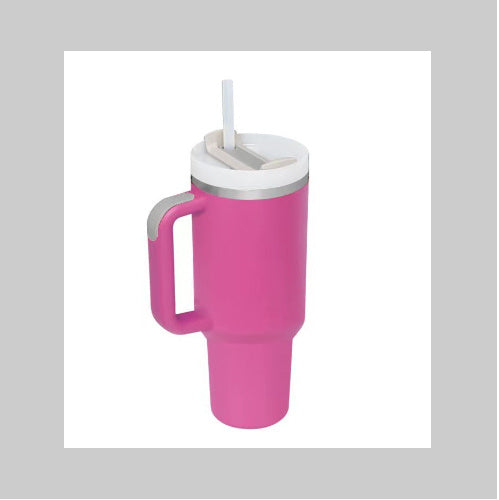 Personalisierter DIY-Stroh-Kaffee-Isolierbecher mit Griff Tragbare Auto-Edelstahl-Wasserflasche Große Kapazität Reise BPA-freier Thermobecher